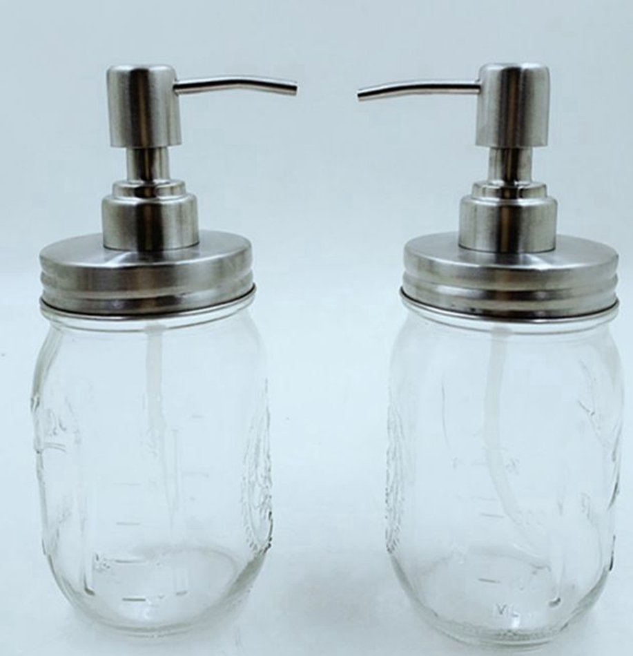 480ml Mason Jar Soap Dispenser Clear Glass Jar Soap Dispenser with Rust Proof Stainless Steel Pump Liquid Soap Dispenser KKA82919474589