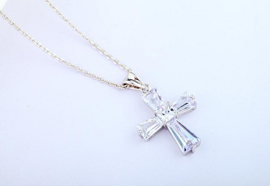 Sterg Cross Necklace: Sier Princess Topaz Jewelry For Women 50bd