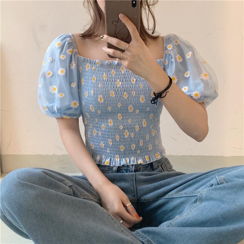 Women Daisy Embroidery Blouse, Mesh Puff Sleeve Off-the-shoulder Crop Top Elegant Clothes, Black
Women Daisy Embroidery Blouse, Mesh Puff Sleeve Off-the-shoulder Crop Top Elegant Clothes, Black