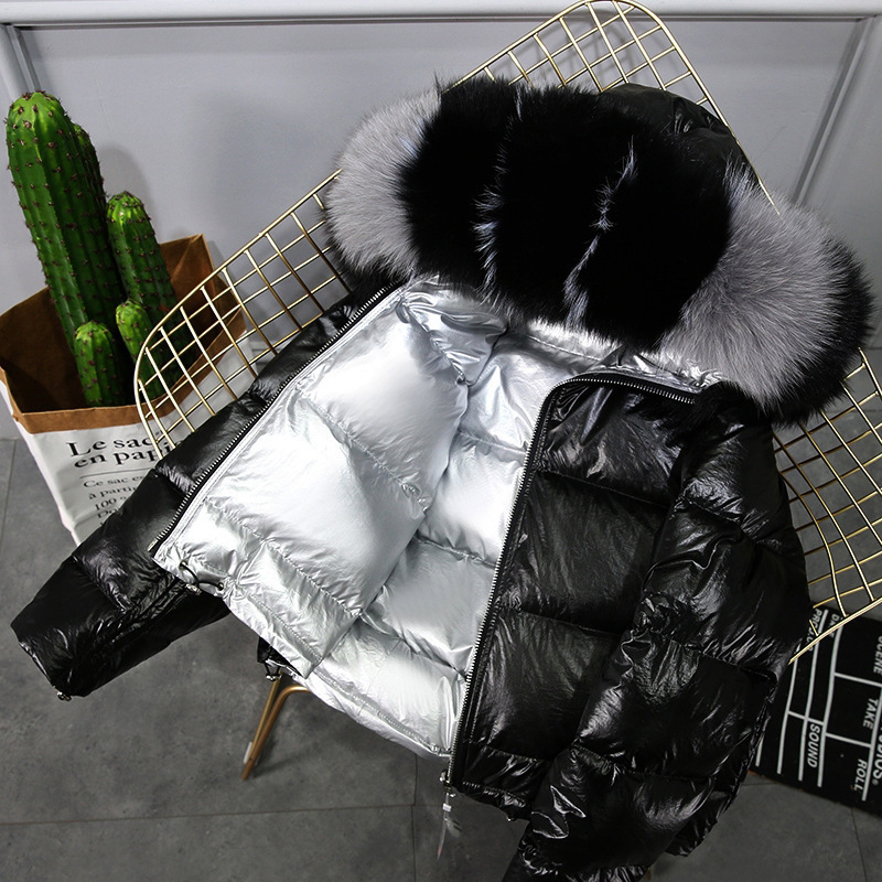 DEAT 2020 Autumn Winter New Arrivals Real Fur Hooded Thick Coat Pink Women Cropped Jacket LJ201127
