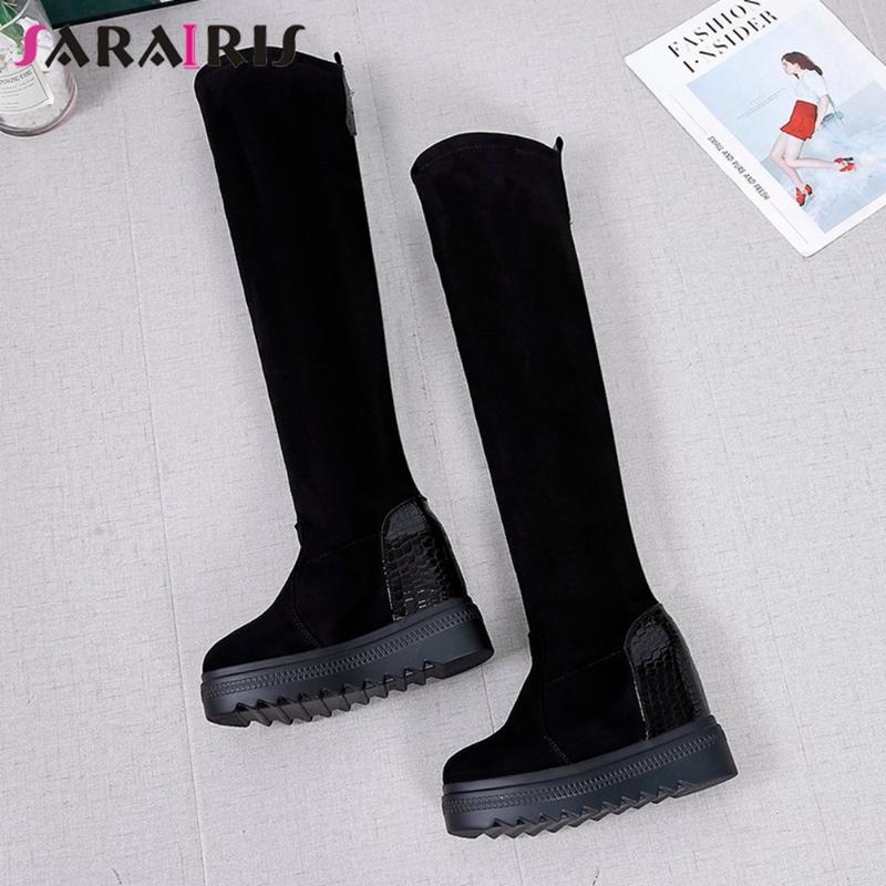 SaraIris Solid Fashoin Slip On Flock Over The Knee Boots Women Round Toe Quality Boots Ladies Shoes, Black
SaraIris Solid Fashoin Slip On Flock Over The Knee Boots Women Round Toe Quality Boots Ladies Shoes, Black
