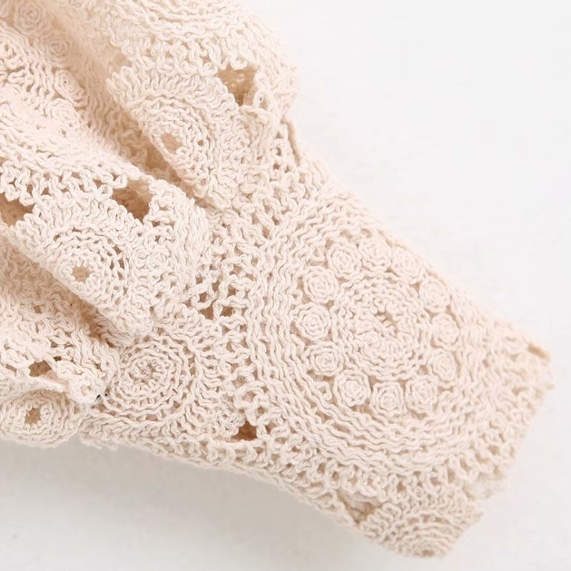 new women sexy hollow out embroidery lace short blouse lantern sleeve court shirt female retro square collar chemise tops LS4037 T200322