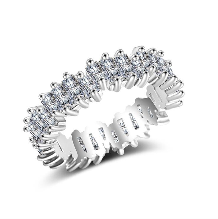 Choucong Sterg Sier Princess Cut Multicolor CZ Eternity Ring