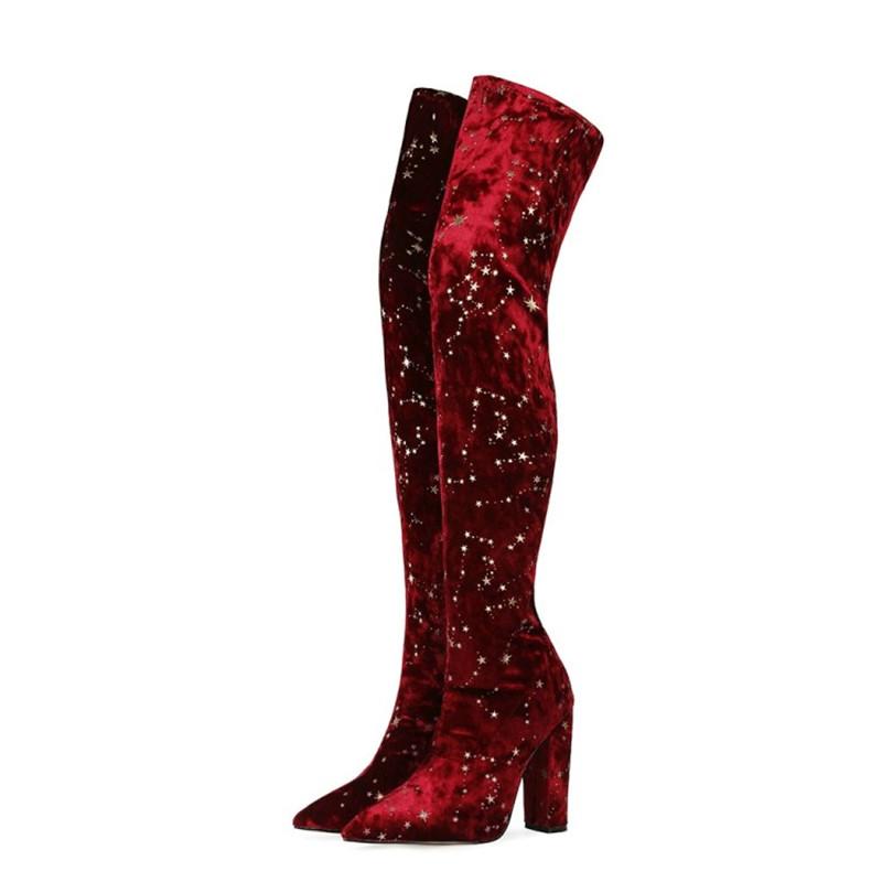 Over The Knee Stretch Boots Women Flock Slim Thigh High Boots With Shiny Star Fashion Spring Autumn Velvet Thick Heel Long, Black
Over The Knee Stretch Boots Women Flock Slim Thigh High Boots With Shiny Star Fashion Spring Autumn Velvet Thick Heel Long, Black