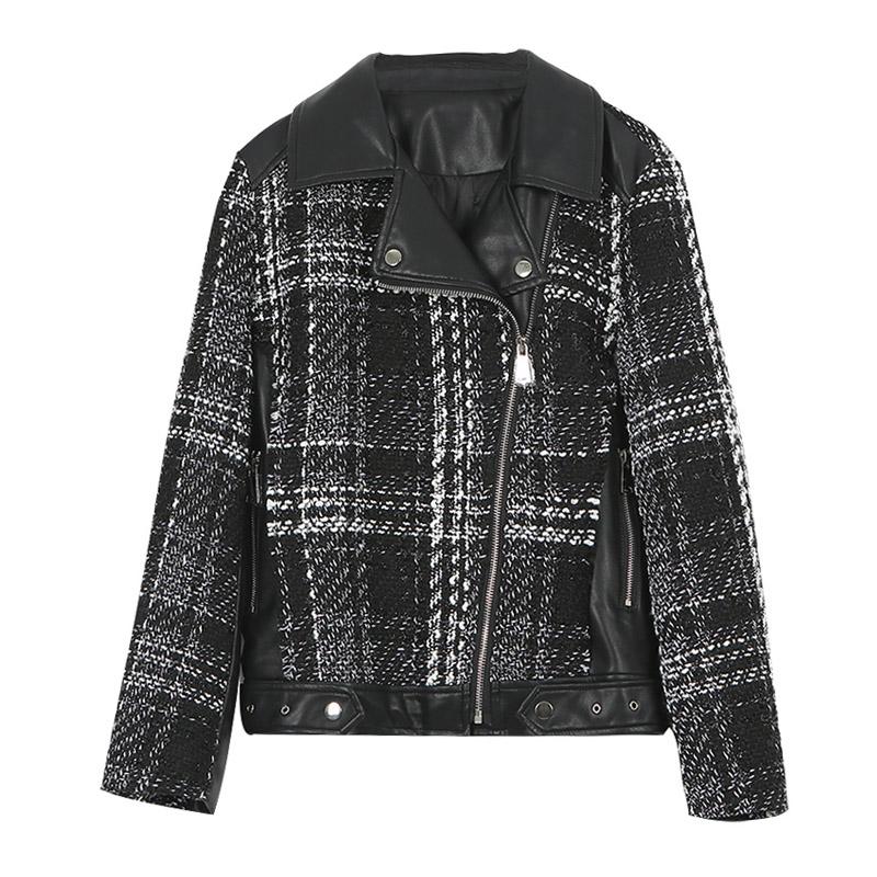 PERHAPS U Women Black White Faux Leather Jacket Coat Outwear Notch Collar High Street Tweed Plaid Patchwork C0242
PERHAPS U Women Black White Faux Leather Jacket Coat Outwear Notch Collar High Street Tweed Plaid Patchwork C0242