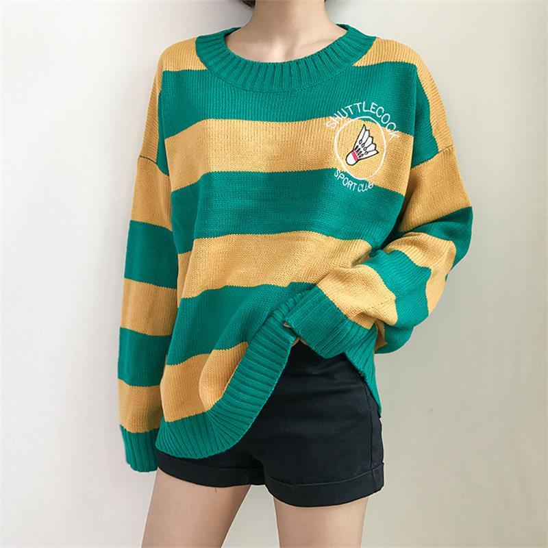 2020 Sweaters Womens Korean Ulzzang Striped From Cartoons Racquet Sweater Women's Clothes Punk to Woman Pm2u, Yellow
2020 Sweaters Womens Korean Ulzzang Striped From Cartoons Racquet Sweater Women's Clothes Punk to Woman Pm2u, Yellow