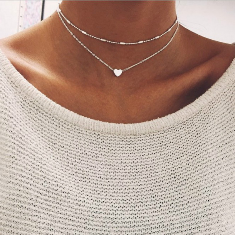 Silver Gold Chains Multilayer Chokers Necklaces Love Heart Necklace Pendant women Fashion Jewelry will and sandy gift
Silver Gold Chains Multilayer Chokers Necklaces Love Heart Necklace Pendant women Fashion Jewelry will and sandy gift