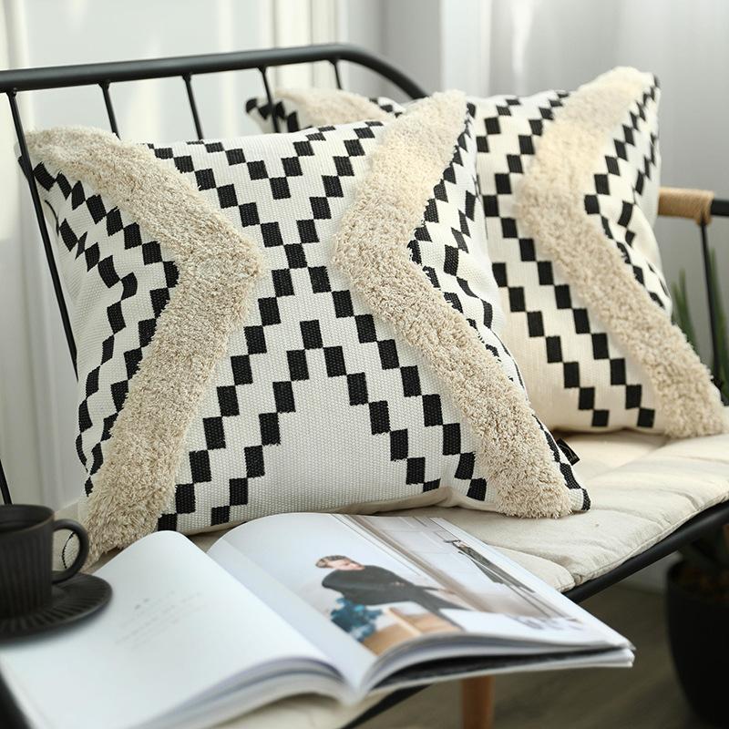 Cushion/Decorative Pillow European Style Tufted Mosaic Printed Cushion Decorative Pillowcase For Sofa Cotton Linen Black And White Crocheted
Cushion/Decorative Pillow European Style Tufted Mosaic Printed Cushion Decorative Pillowcase For Sofa Cotton Linen Black And White Crocheted
