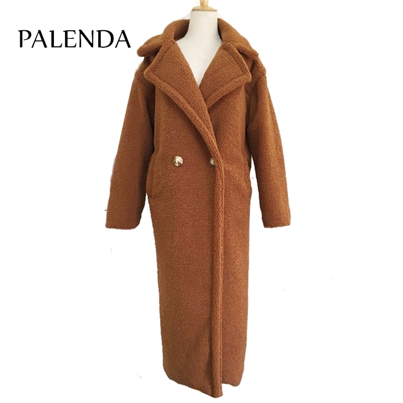 120cm extra longer length teddy curl X-long maxi faux fur coat thick warm brown 201210
