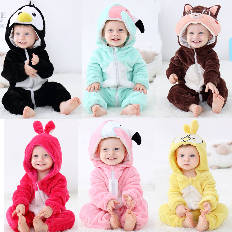Newborn Animal Romper Hooded Sleepwear Baby Girl Clothes Cartoon Jumpsuit Flannel Pajamas Onesie Boys Lion Costumes Baby Rompers LJ201023