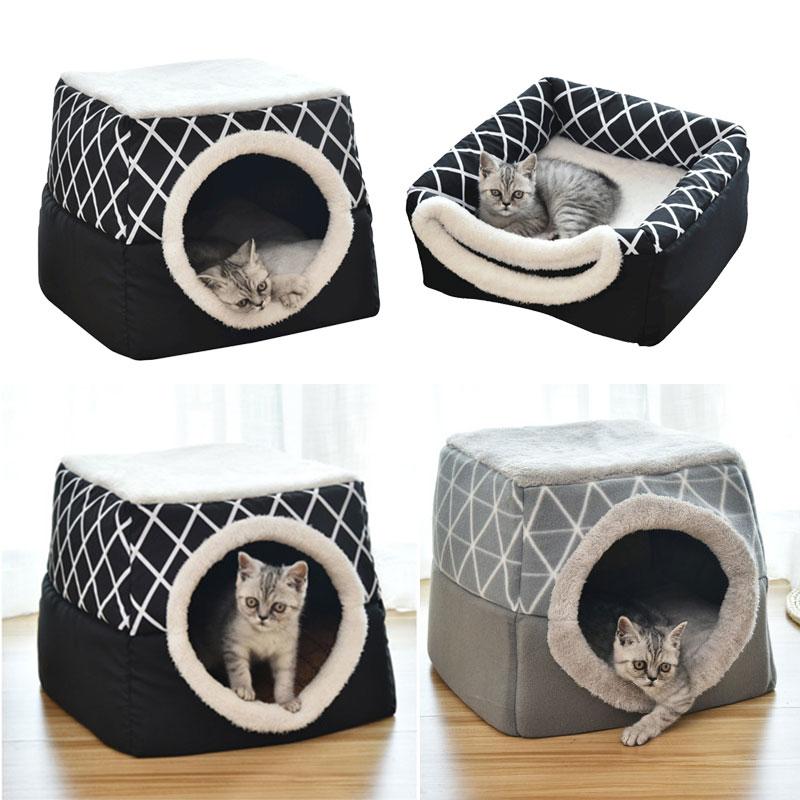 

Foldable Pet Cat Bed Soft Warm Washable Puppy cat Sleeping Bag Tent House Winter Warm Nest Kennel Cozy Bed cama gato