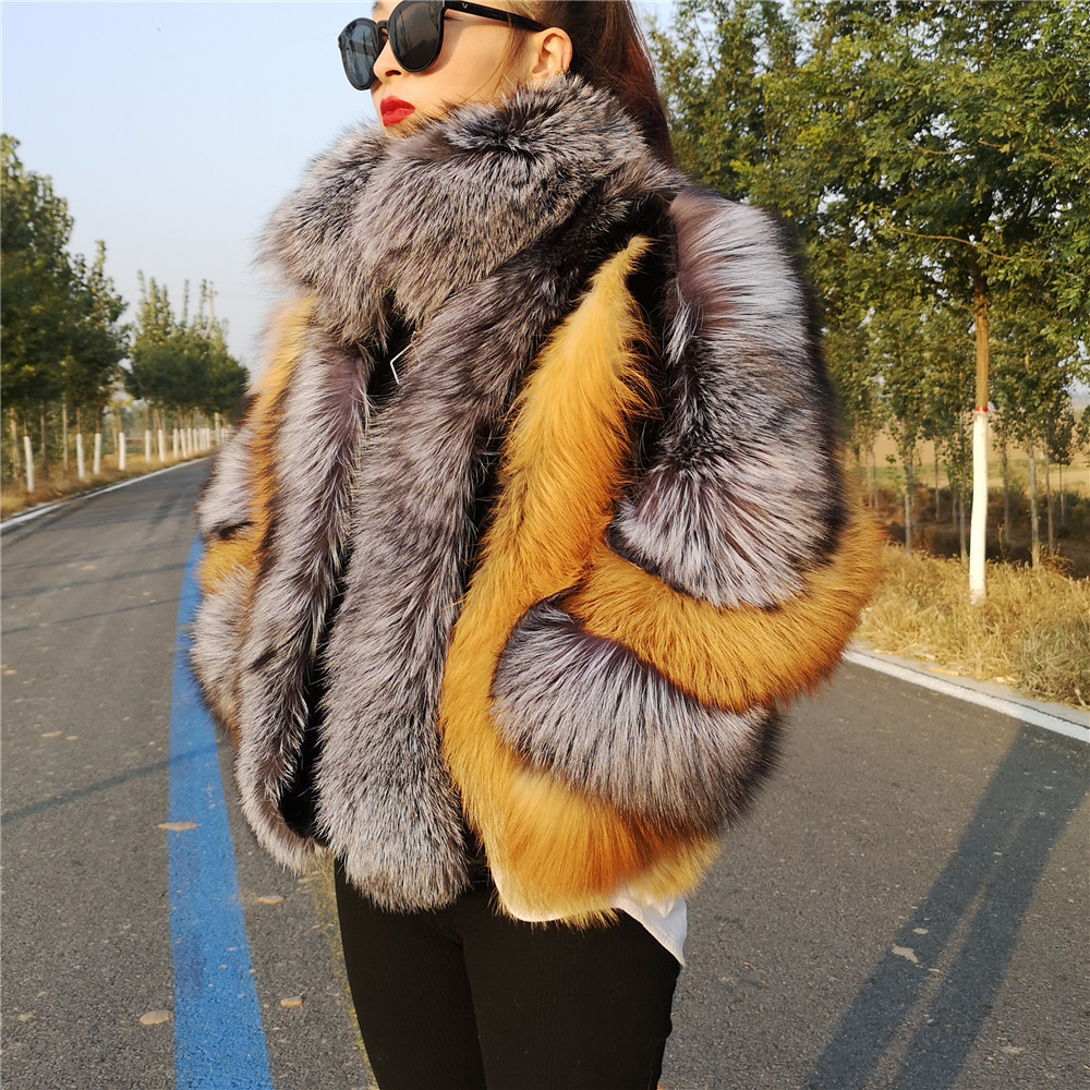 Faux Fur Short Jacket Coats Genuine Silver Fur Coat Full Sleeves Women Plus Size Winter Plush Red Fur Coat Female 201209