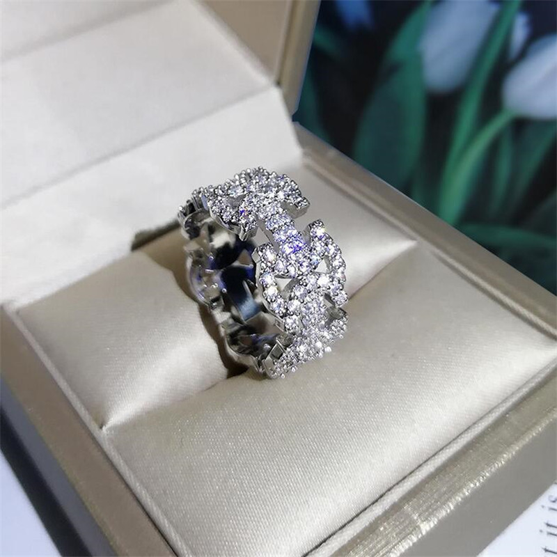 2024 Hip Hop Jewelry: Sterg Sier Rose Gold Bow Sapphire Ring