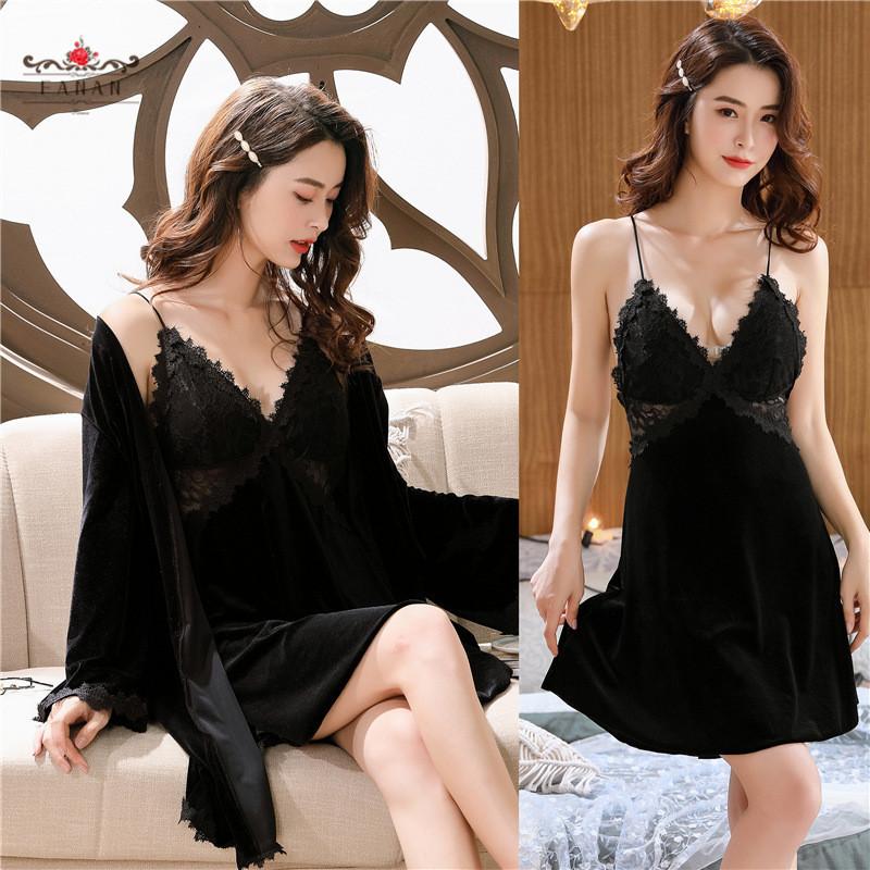 Sexy Lace Robes Sets Golden Velvet Backless Sling Nightdress Cardigan Coat Pajamas 2pcs Warm V-neck Chest Pad Homewear Loose, Green
Sexy Lace Robes Sets Golden Velvet Backless Sling Nightdress Cardigan Coat Pajamas 2pcs Warm V-neck Chest Pad Homewear Loose, Green