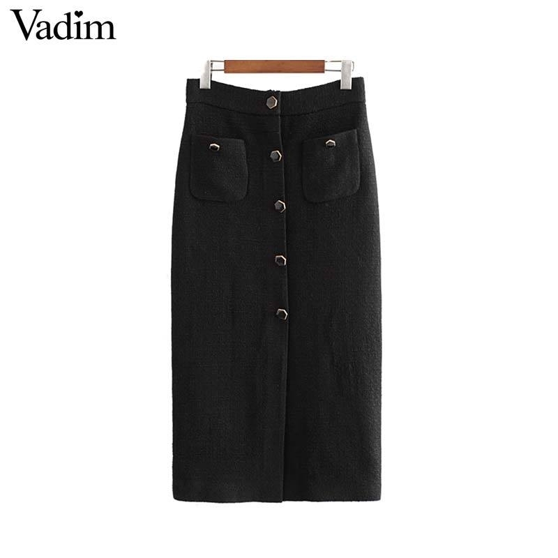 Vadim women stylish tweed midi skirt front split high waist buttons decorate female retro casual skirts mujer BA855 Y200326, As picture
Vadim women stylish tweed midi skirt front split high waist buttons decorate female retro casual skirts mujer BA855 Y200326, As picture