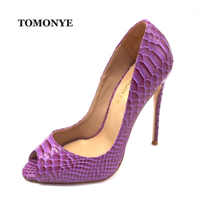 

TOMONYE purple patent python snake peep toe women lady female evening 120mm high heel shoes pump custom made size 33 34 45 461, 8cm heel