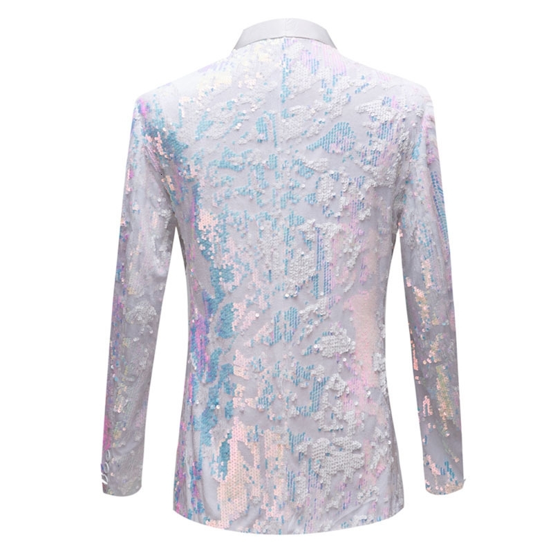 PYJTRL Sequins Velvet Series Men White Velvet Fantasy Color Sequins Blazers Club Singer Wedding Prom Tuxedo Slim Fit Suit Jacket LJ201223
