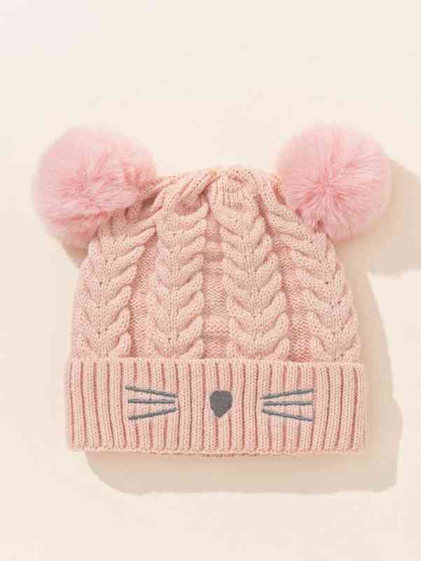 Baby Pom Decor Cartoon Embroidered Beanie SHE