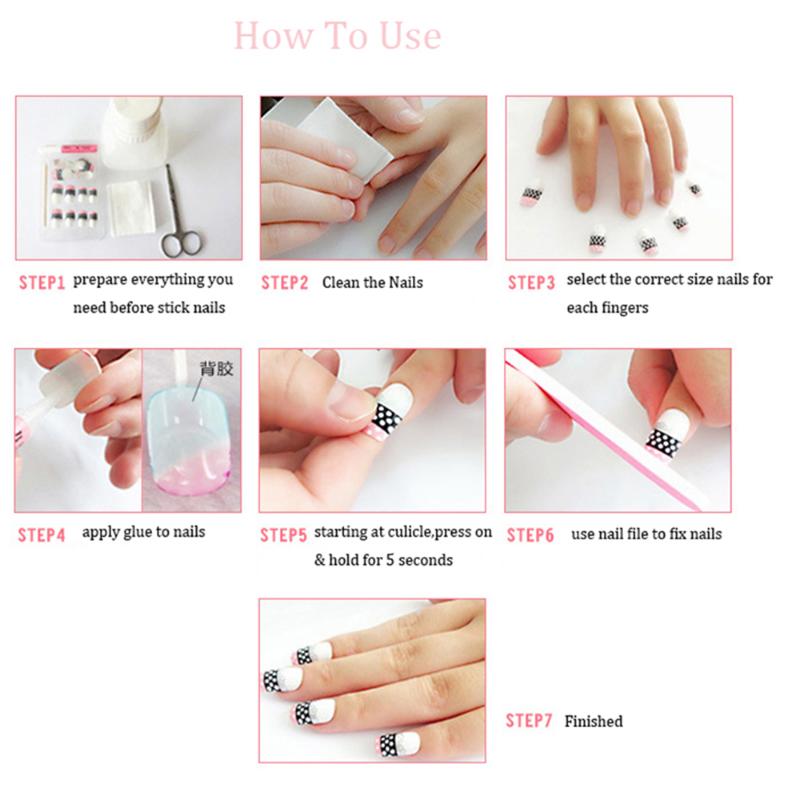 False Nails 24pcs Rhinestone Ballerina Artificial Coffin Fake Full Cover Nail Art Tips With Glue Acrylic Accessory