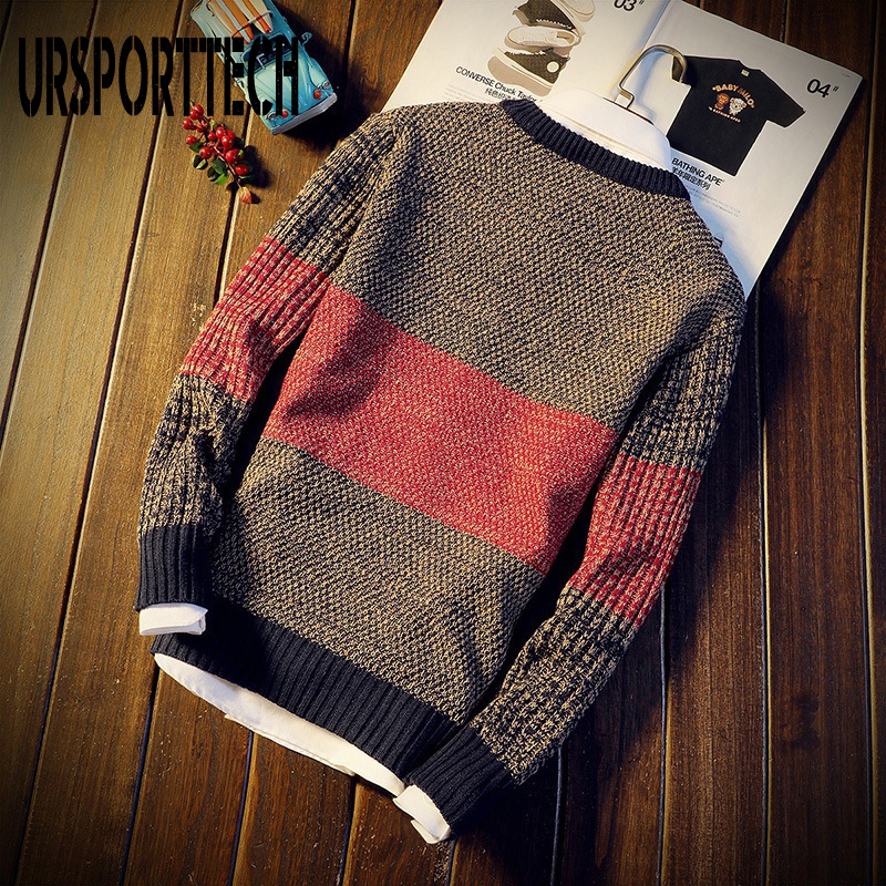 Autumn Casual Men's Sweater O-Neck Striped Slim Fit Knitted Mens Sweaters Pullovers Knittwear Pullover Men Pull Homme M-XXL 201022
