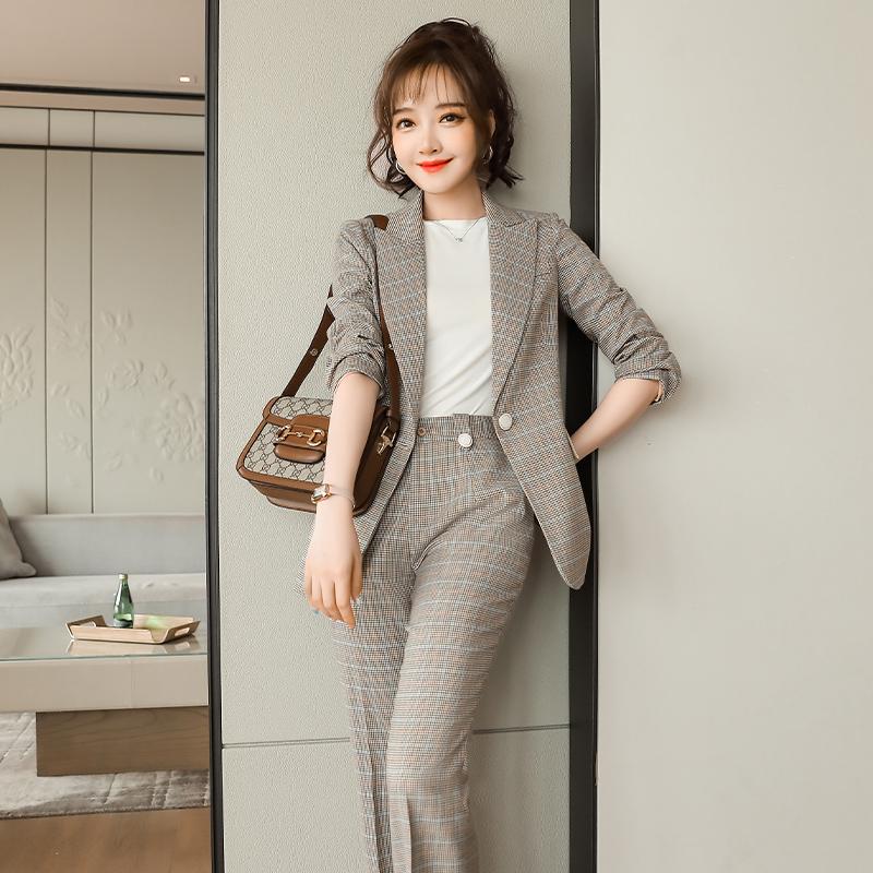 2021 New Spring Elegant Office Women Suits Long Sleeve Single Button Blazer & Pants Female 2 Pieces Set Plaid Jacket + Trousers, Apricot pants set
2021 New Spring Elegant Office Women Suits Long Sleeve Single Button Blazer & Pants Female 2 Pieces Set Plaid Jacket + Trousers, Apricot pants set