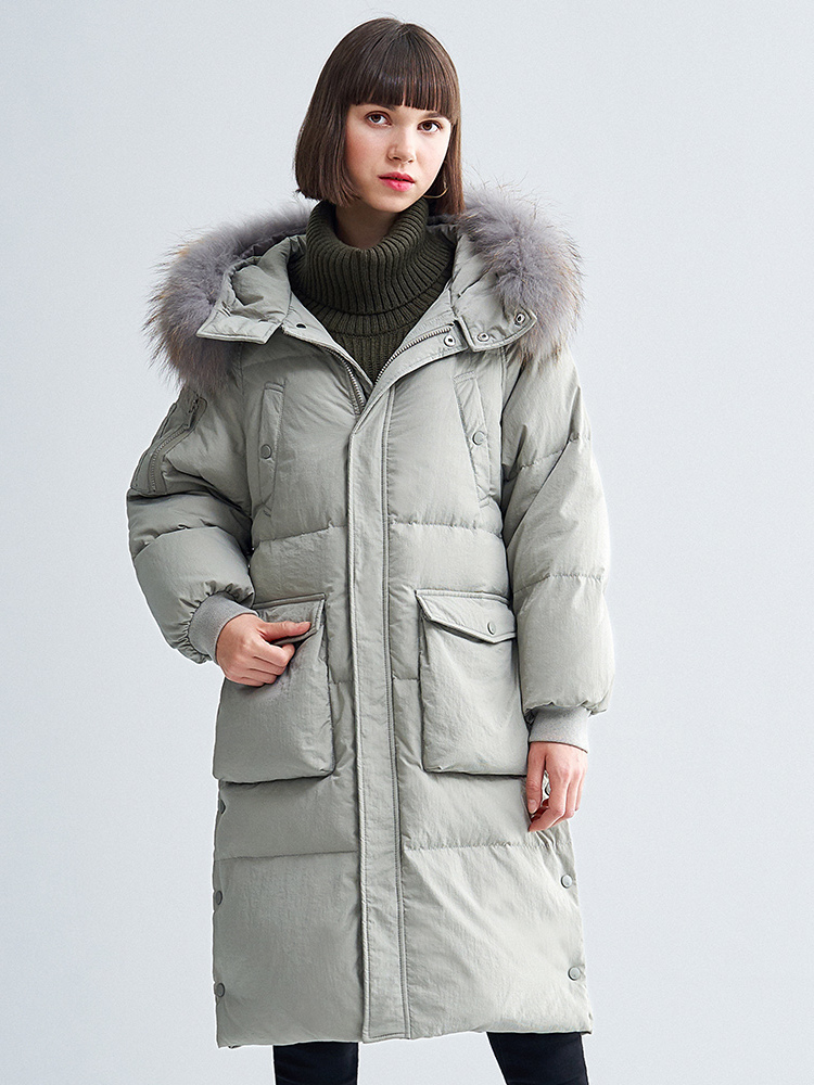 Clothing, 2020, Women's Jacket Down, Hood, Korean Parka, Winter Coat, Feminine, with Raccoon Skin Collar, Long 8pw7, Game 
Clothing, 2020, Women's Jacket Down, Hood, Korean Parka, Winter Coat, Feminine, with Raccoon Skin Collar, Long 8pw7, Game