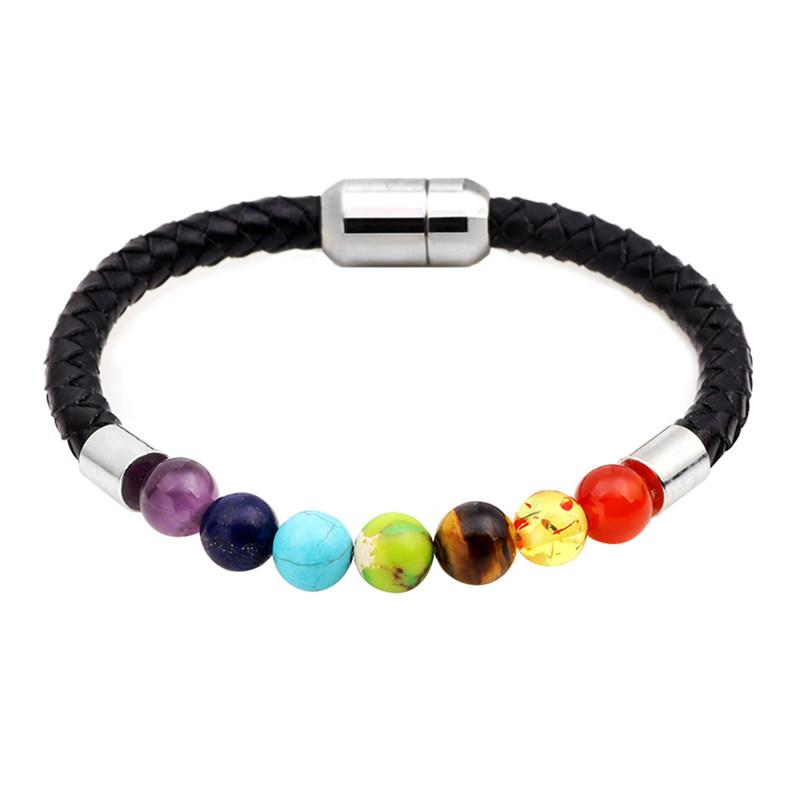 7 Chakra Bracelet Men Women Black Genuine Leather Healing Balance Reiki Prayer Natural Stone Charm Bracelets Jewelry YWQR2409
7 Chakra Bracelet Men Women Black Genuine Leather Healing Balance Reiki Prayer Natural Stone Charm Bracelets Jewelry YWQR2409