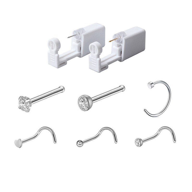 Disposable Safe Sterile Piercing Unit For Gem Nose Studs Piercing Gun Piercer Tool Machine Kit Earring Nose Stud Body Jewelry