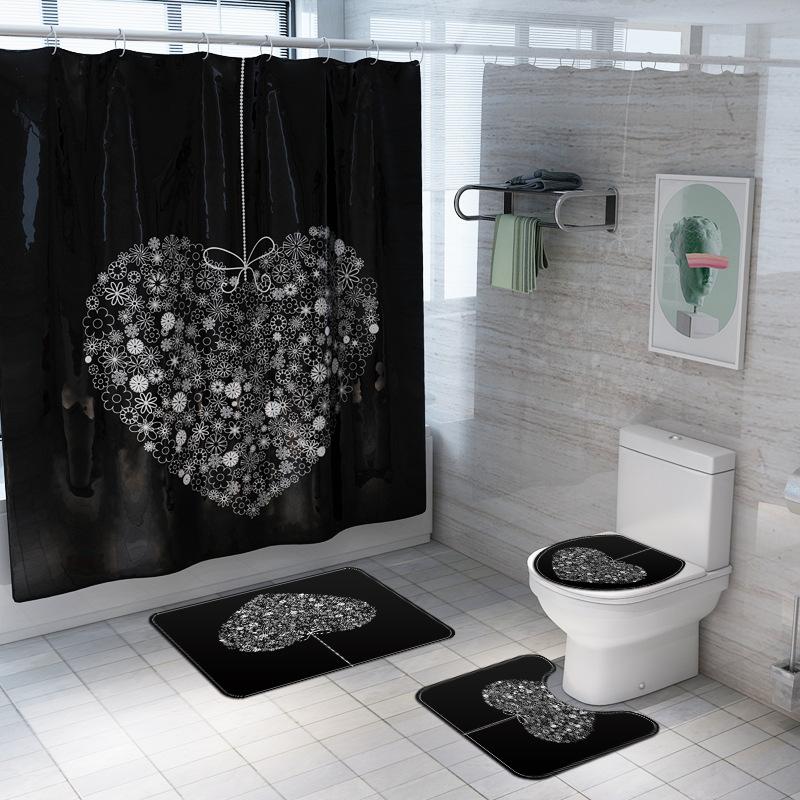 3D Black Love Print Shower Curtain Waterproof Polyester Bathroom Curtains Sets With Toilet Cover Mat Non Slip Rug Home Decor
3D Black Love Print Shower Curtain Waterproof Polyester Bathroom Curtains Sets With Toilet Cover Mat Non Slip Rug Home Decor