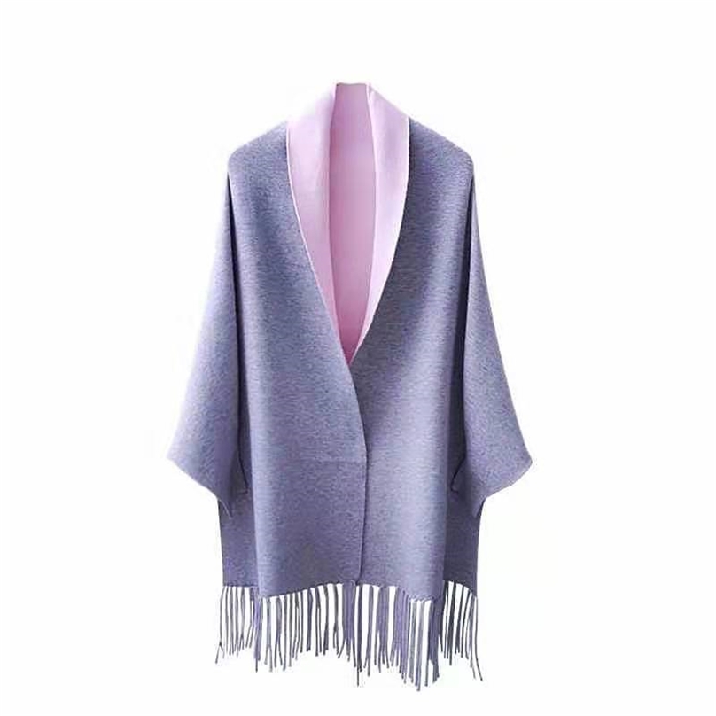 Winter Poncho With Sleeve Shawls Wraps Pashmina Lapel Lattice Geometric Knitted Sweater Coat Tassels Cape Sleeves Women 201214