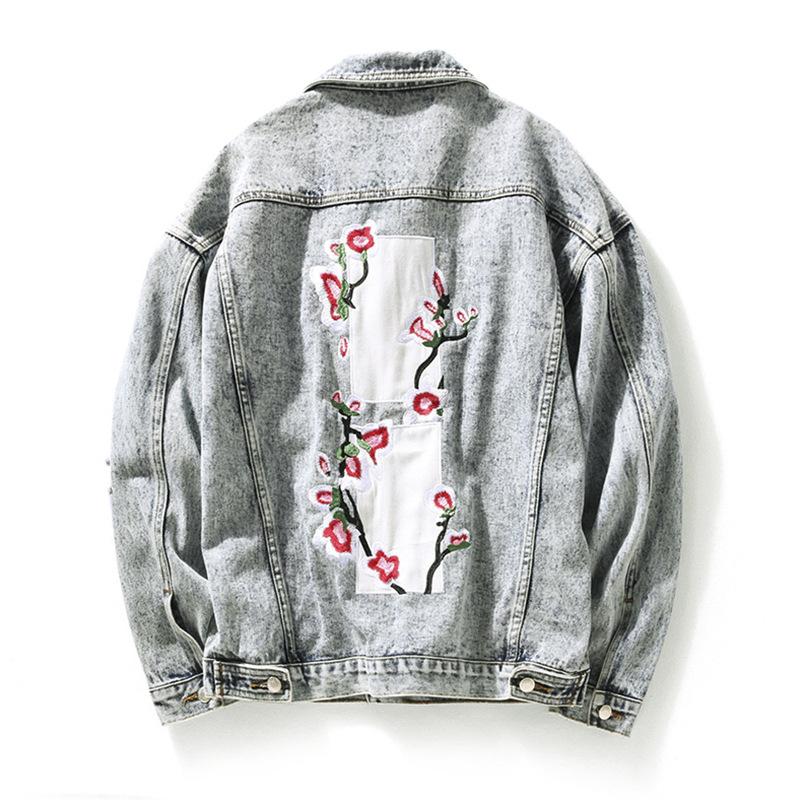 Mens Flower Embroidery Denim Jacket Fashion Men Bomber Baseball Jackets, Silver
Mens Flower Embroidery Denim Jacket Fashion Men Bomber Baseball Jackets, Silver
