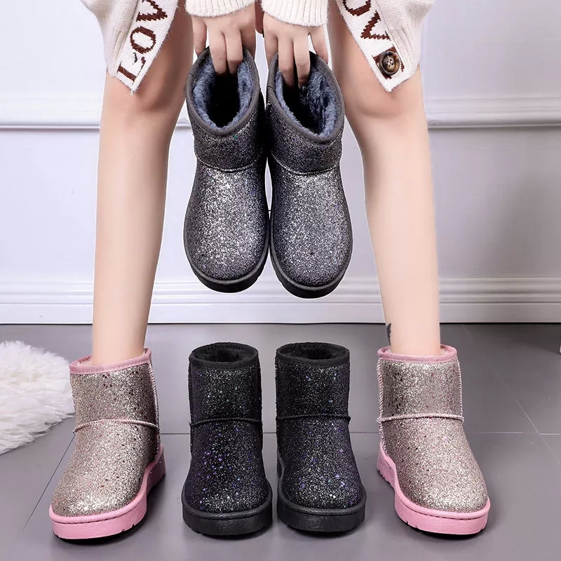 Snow Boots Women Winter Flat Shoes Female Sequined Cloth Ankle Boots Warm Plush Ankle Boot Round Toe Antiskid Black Pink Grey #L73i
Snow Boots Women Winter Flat Shoes Female Sequined Cloth Ankle Boots Warm Plush Ankle Boot Round Toe Antiskid Black Pink Grey #L73i