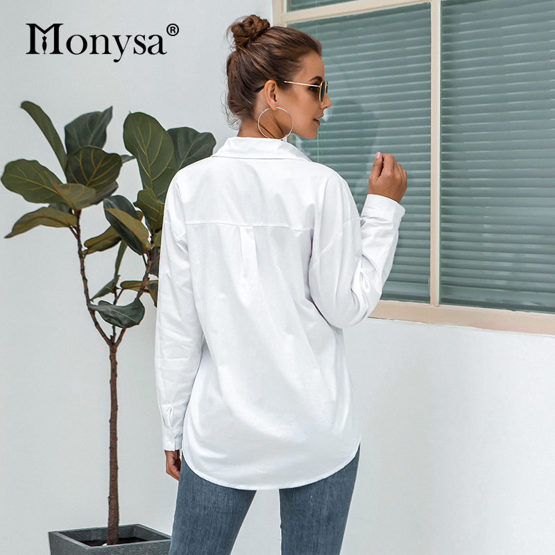 Casual White Shirt Women Autumn New Arrival Long Sleeve Cotton Blouses Ladies Loose Plus Size Tops Button Up Shirt 201125