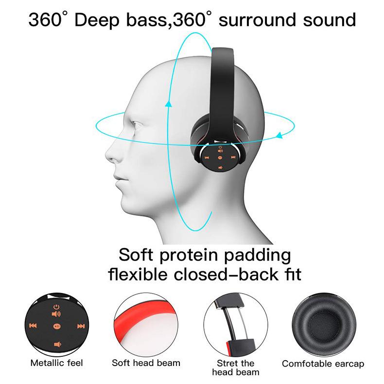 OY528 Dynamic Noise Reduction Channel Cancelling Wireless Headphones Stereo Bluetooth Headsets Foldable Earphones Animation Showing Support TF Card