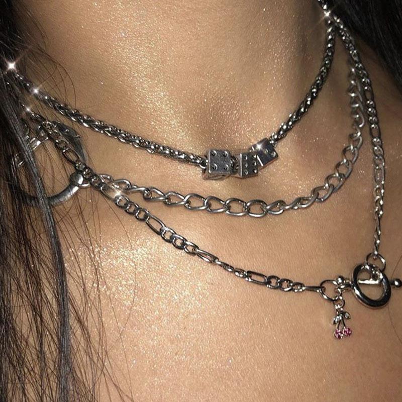 Fun Dice Pendant Stainless Steel Necklace Harajuku Punk Lock Link Chain Choker Pin Necklace Jewelry For Women Girls Men Party
Fun Dice Pendant Stainless Steel Necklace Harajuku Punk Lock Link Chain Choker Pin Necklace Jewelry For Women Girls Men Party