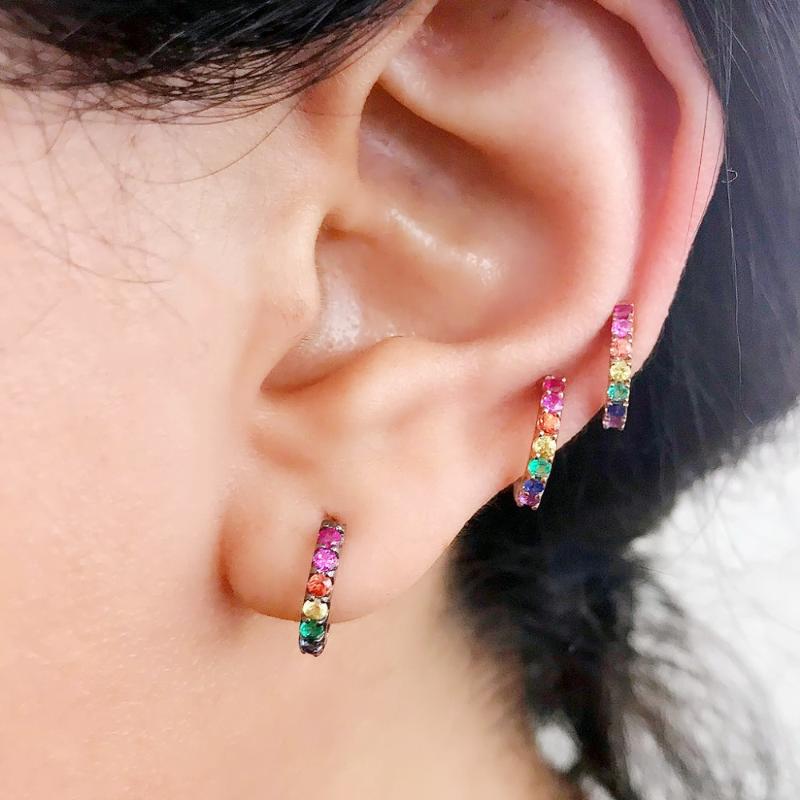 Classic Minimal Vermeil Hoop Earring with Rainbow Colorful Cubic Zirconia Rose Gold Color 925 Sterling Silver Hoop Earring Daily
Classic Minimal Vermeil Hoop Earring with Rainbow Colorful Cubic Zirconia Rose Gold Color 925 Sterling Silver Hoop Earring Daily