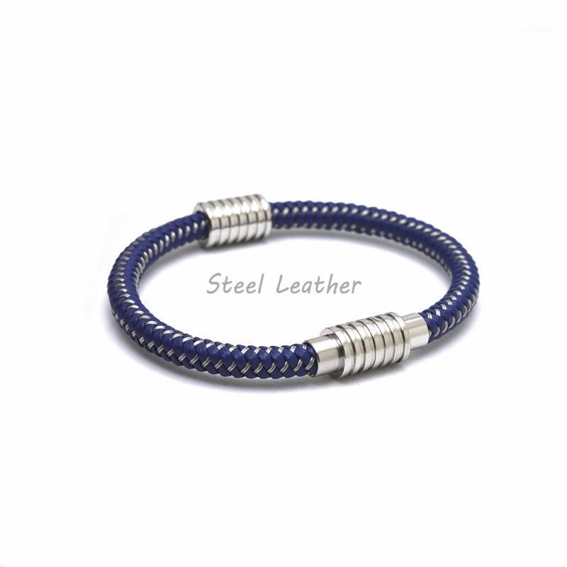 Charm Bracelets 5pcs/lot Custom Logo Punk Men Jewelry Braided Leather Bracelet Stainless Steel Magnetic Clasp Fashion Women Bangles Gift Sal
Charm Bracelets 5pcs/lot Custom Logo Punk Men Jewelry Braided Leather Bracelet Stainless Steel Magnetic Clasp Fashion Women Bangles Gift Sal