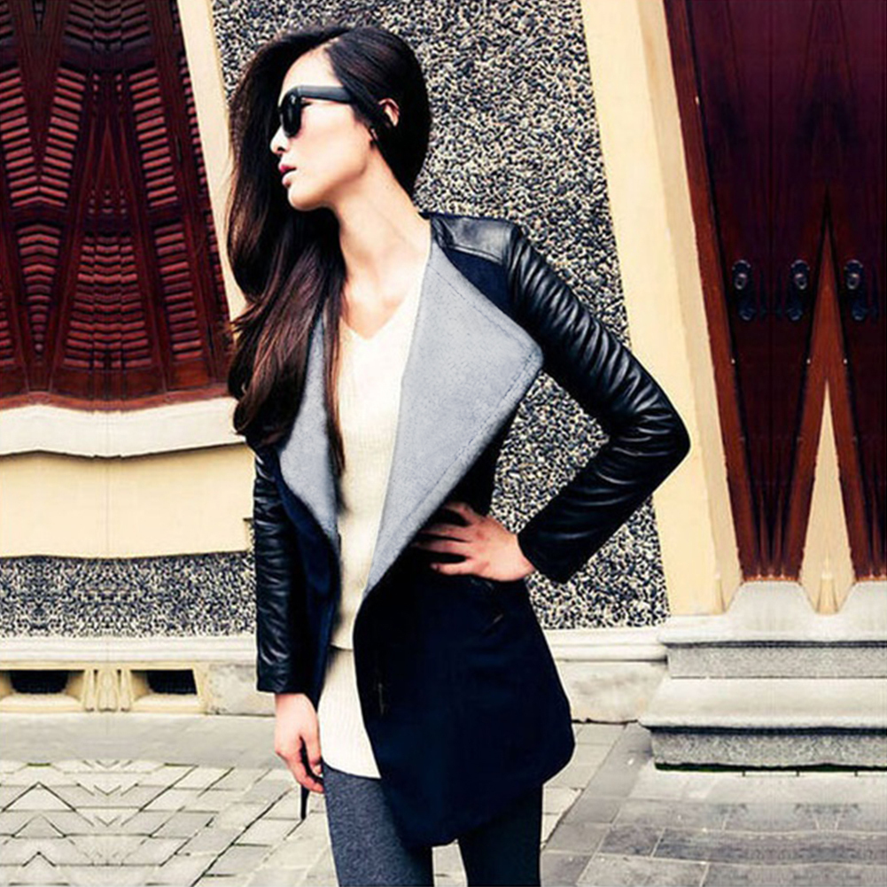 XUXI New Women Spring Fashion Woman Cost Patchwork Slim Wool Female Overcoat Winter Spring Overcoat Manteau Femme FZ795 201216