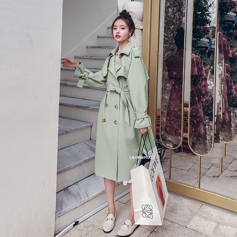 2020 autumn New Korean Fashion Double Breasted Trench Coats Female Sashes Belted Slim Waist outwear Women clothing spring FY139 T200828