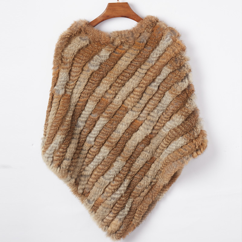 ETHEL ANDERSON Real Rabbit Fur Knitted Fur Poncho Vest Party Wrap Coat Shawl Women's Natural Fur Wedding Gift Wholesale Discount 201031