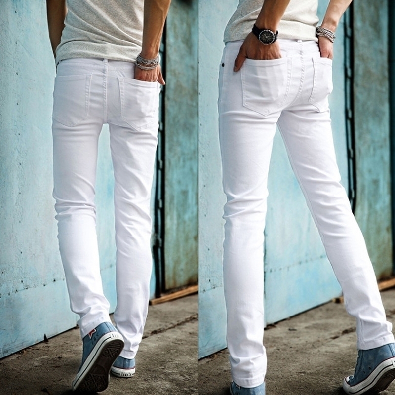 High Quality Fashion Slim Male White Jeans Men's trousers Mens Casual Pants Skinny Pencil Pants Boys Hip Hop pantalon homme 201111