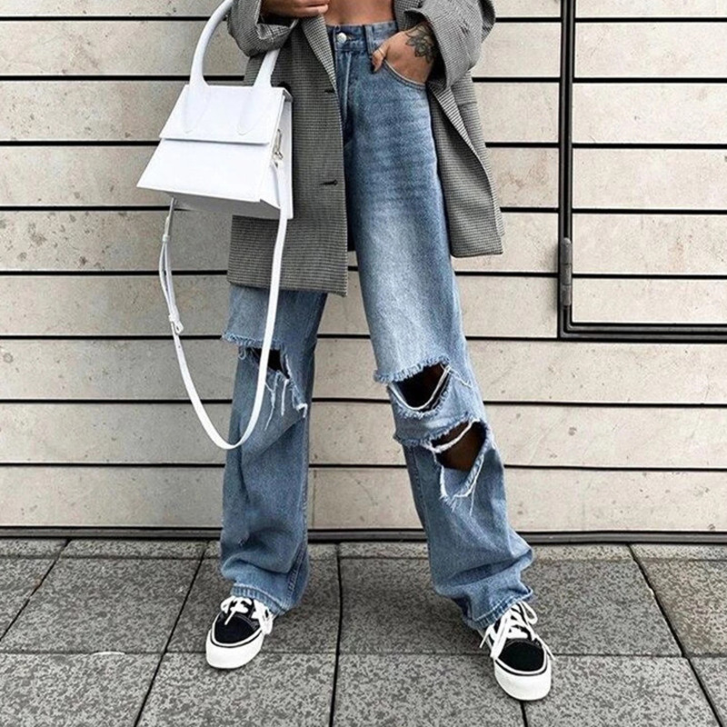 YICIYA Spring Autumn Harajuku Hollow Denim Pants Women Hot Pure Leisure Loose Slim Flare Trousers Mujer Hip Hop Denim Women LJ201127