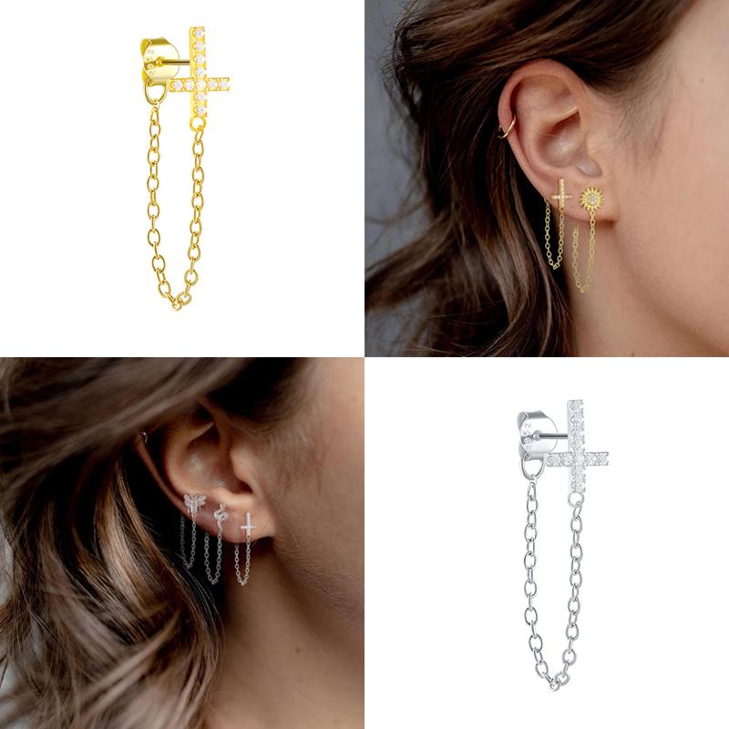 Romad 925 Sterling Silver Cross Pattern Puncture Pendientes Cruz Oorbellen Chain Stud Earrings For Woman Girls Jewelry Accessori
Romad 925 Sterling Silver Cross Pattern Puncture Pendientes Cruz Oorbellen Chain Stud Earrings For Woman Girls Jewelry Accessori