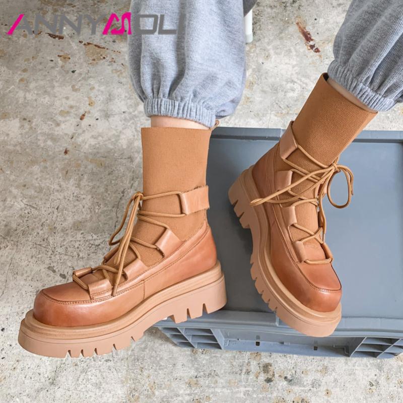 ANNYMOLI Real Leather Platform High Heel Short Boots Women Shoes Round Toe Lace Up Thick Heels Ankle Boots Autumn Black 34 -40
ANNYMOLI Real Leather Platform High Heel Short Boots Women Shoes Round Toe Lace Up Thick Heels Ankle Boots Autumn Black 34 -40