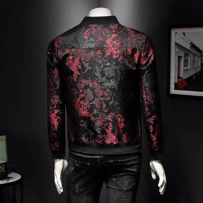 Fashion Men's Floral Jackets Embroidery Flower Stylish Bomber Jacket Men Zipper Pocket Outerwear Coat Male Slim Fit Veste Male 201114