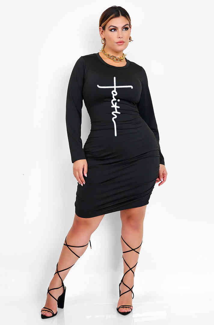 Ladies Autumn And Winter Casual Solid Color Pleated Letter Long Sleeve Round Neck Printed Dress, Black;gray
Ladies Autumn And Winter Casual Solid Color Pleated Letter Long Sleeve Round Neck Printed Dress, Black;gray