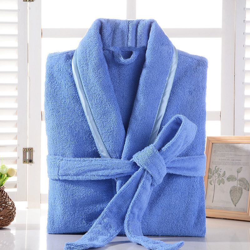 Terry Robe Men 100% Cotton Bathrobe Lovers Brown Robes Men Bathrobe Solid Towel Fleece Long Robe Sleepwear Bridesmaid Robe White 201111