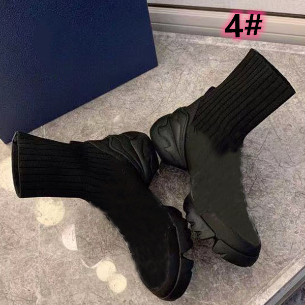 2021-New woman Boots Luxury Designer Short Shoes Knitted elastic boots SocksShoes Large size 35-42 With box, Black