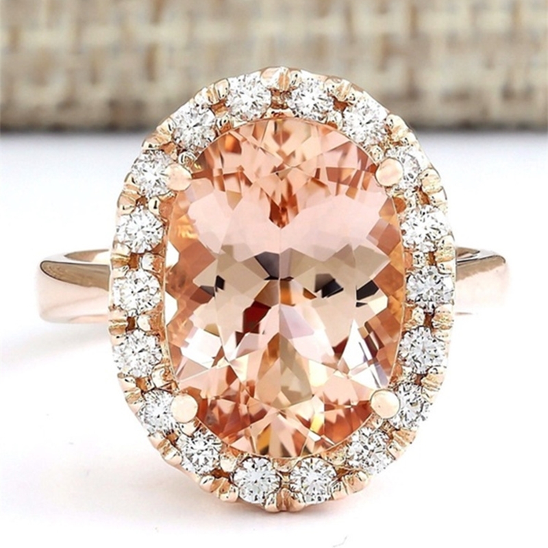 14K Rose Close Women's Diamond Ring Stone Champagne Topaz Diamonds Bizuteria Gold Sterling Silver Jewelry Gemstone 201218
