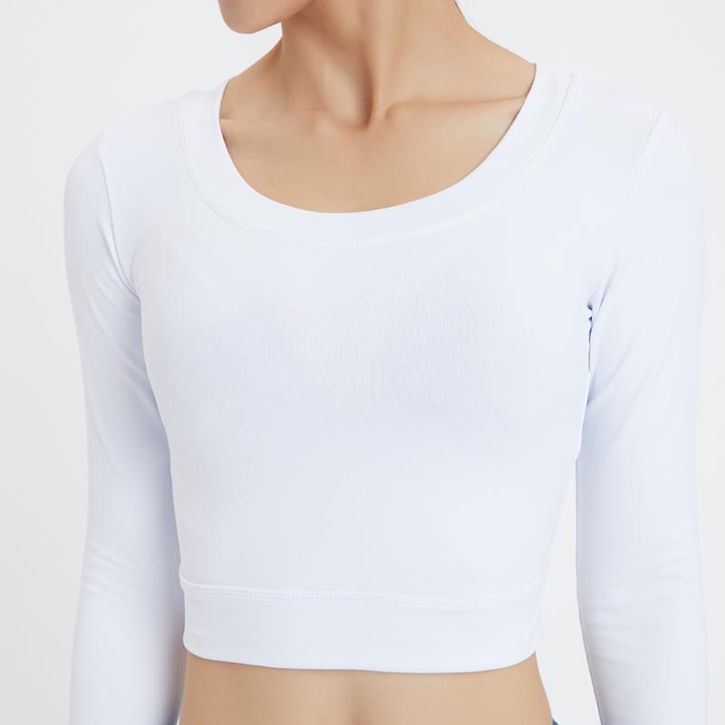 Yoga wear yoga tops long sleeve shot top No chest pad beautiful back popular tops training sportswear, White
Yoga wear yoga tops long sleeve shot top No chest pad beautiful back popular tops training sportswear, White